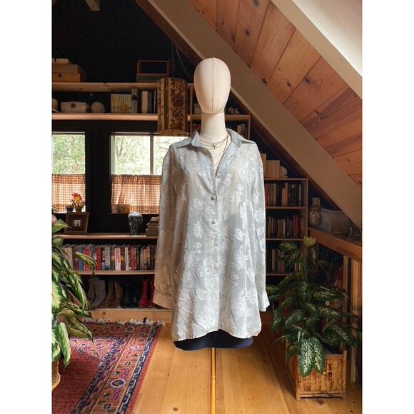 Sheer Long Sleeve Shirt Vintage Green - Picture 2 of 9